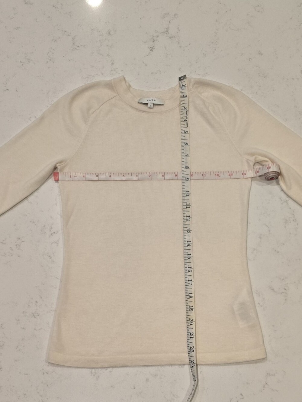 Vince Ivory Wool Pullover Lightweight Raglan Elbow Sleeve Top Sweater Size XS - Picture 2 of 3